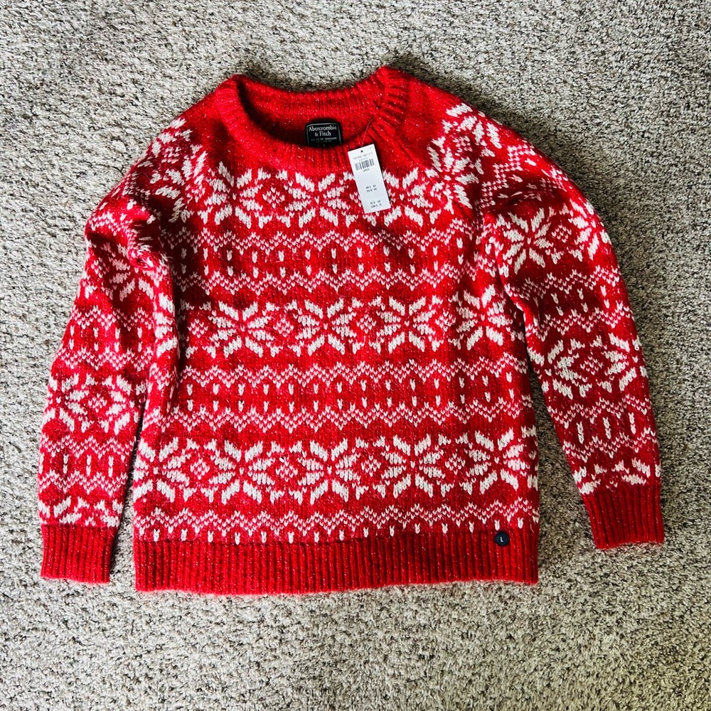 Red and White Women's Sweater